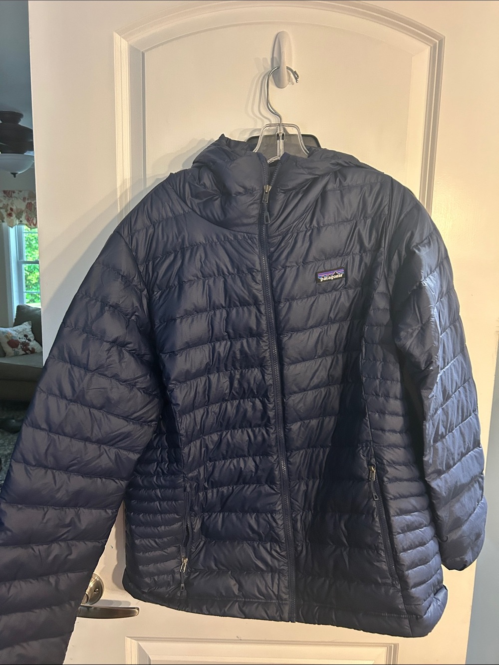 Patagonia Women's Navy Quilted Hooded Puffer Jacket